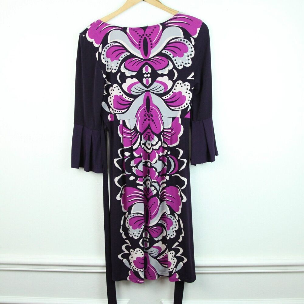 Y2K Babydoll Dress Quirky Retro Print Bell Sleeve Retro Witchy Boho10 Vintage - Picture 8 of 9